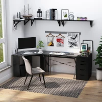 HOMCOM 47'' Drawing and Drafting Table, Art Craft Hobby Desk, Studio Desk, Angle Adjustable Top, Wood Surface for Drawing Painting Writing and Studying Black(m-6)