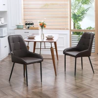 HOMCOM Dining Chairs Mid Century Modern Kitchen Chairs with PU Leather Upholstery and Steel Legs for Living Room, Dining Room, Bedroom, Brown, Set of 2(m-1)