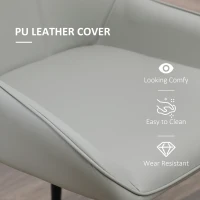 HOMCOM Dining Chairs Mid Century Modern Kitchen Chairs with PU Leather Upholstery and Steel Legs for Living Room, Dining Room, Bedroom, Grey, Set of 2(m-5)