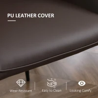 HOMCOM Dining Chairs Mid Century Modern Kitchen Chairs with PU Leather Upholstery and Steel Legs for Living Room, Dining Room, Bedroom, Brown, Set of 2(m-5)