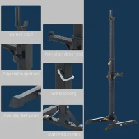 Soozier Adjustable Stable Power Squat Stand Portable 2 Bars Barbell Holder Weight Rack (Black/Grey)(m-4)