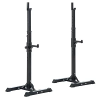 Soozier Adjustable Stable Power Squat Stand Portable 2 Bars Barbell Holder Weight Rack (Black/Grey)(m-2)