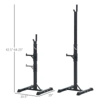 Soozier Adjustable Stable Power Squat Stand Portable 2 Bars Barbell Holder Weight Rack (Black/Grey)(m-3)