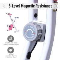 Soozier Foldable Exercise Bike with 8-Level Adjustable Magnetic Resistance, Indoor Stationary Bike X Bike with LCD Screen, Tablet Phone Holder for Home Aerobic Training, Pink(m-7)