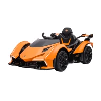 Aosom 12V Electric Ride-on Car, Licensed Lamborghini V12 Vision Gran Turismo Battery-Powered Ride-on Toy with Remote Control, Bluetooth, Music, LED Lights, for 3-6 Year Old Boys and Girls, Orange(m-11)