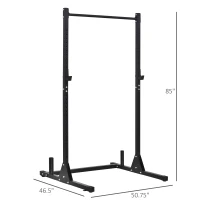 Soozier Adjustable Barbell Power Rack Squat Stand Strength Training Fitness Pull Up Weight Cage Home Gym Black(m-3)