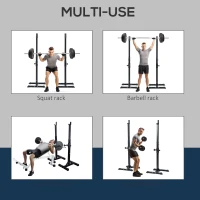 Soozier Adjustable Stable Power Squat Stand Portable 2 Bars Barbell Holder Weight Rack (Black/Grey)(m-7)