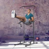 Soozier Multi-Function Power Tower Chin Up Bar Stand Dip Station Full Body Workout Training Fitness Equipment(m-1)