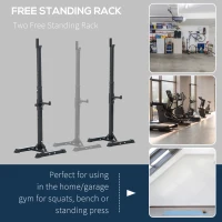 Soozier Adjustable Stable Power Squat Stand Portable 2 Bars Barbell Holder Weight Rack (Black/Grey)(m-6)