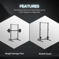 Soozier Adjustable Barbell Power Rack Squat Stand Strength Training Fitness Pull Up Weight Cage Home Gym Black(m-4)