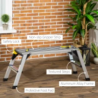 DURHAND Work Platform, Non-slip Aluminium Step Ladder, Portable Bench for Car Washing, Repairing, Cleaning and Painting, 330lbs Capacity(m-4)