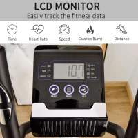 Soozier Elliptical Trainer Magnetic Cardio Workout Exercise Bike Cross Trainer with 8 Level Resistance, LCD Digital Monitor, Pad Phone Holder, Great for Home Office Gym(m-4)