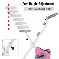 Soozier Foldable Exercise Bike with 8-Level Adjustable Magnetic Resistance, Indoor Stationary Bike X Bike with LCD Screen, Tablet Phone Holder for Home Aerobic Training, Pink(m-4)