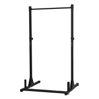 Soozier Adjustable Barbell Power Rack Squat Stand Strength Training Fitness Pull Up Weight Cage Home Gym Black(m-2)