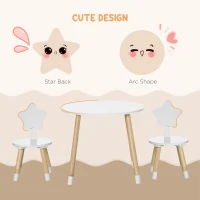 Qaba Wooden Kids Table and Chair Set for Arts & Crafts, Snack Time, Homework, 3 Piece Cute Kiddy Activity Table and 2 Chairs, Easy to Assemble(m-5)