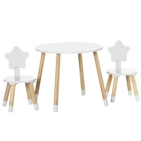 Qaba Wooden Kids Table and Chair Set for Arts & Crafts, Snack Time, Homework, 3 Piece Cute Kiddy Activity Table and 2 Chairs, Easy to Assemble(m-2)