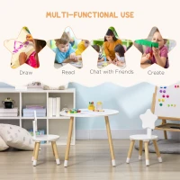 Qaba Wooden Kids Table and Chair Set for Arts & Crafts, Snack Time, Homework, 3 Piece Cute Kiddy Activity Table and 2 Chairs, Easy to Assemble(m-4)