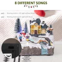 HOMCOM Animated Christmas Village Scene, Pre-Lit Musical Holiday Decoration with LED Lights, Fiber Optic, Rotating Skating Pond and Snowman(m-6)