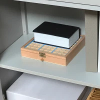 HOMCOM Sideboard Buffet Cabinet, Kitchen Storage Cabinet, Accent Cabinet with Drawer, Double Glass Doors and Adjustable Shelves for Living Room, Entryway, Light Grey(m-10)