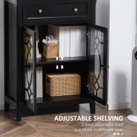 HOMCOM Sideboard Buffet Cabinet, Kitchen Storage Cabinet, Accent Cabinet with Drawer, Double Glass Doors and Adjustable Shelves for Living Room,Entryway, Black(m-5)