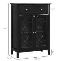 HOMCOM Sideboard Buffet Cabinet, Kitchen Storage Cabinet, Accent Cabinet with Drawer, Double Glass Doors and Adjustable Shelves for Living Room,Entryway, Black(m-3)