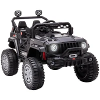 Aosom 12V Kids Ride on Car with Remote Control, Battery-Operated Ride on Toy with Spring Suspension, Led Lights, Music, Horn, 3 Speeds, USB, MP3, Black(m-1)