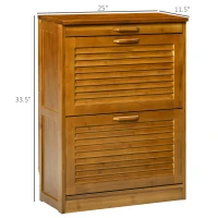 HOMCOM 3-Drawer Shoe Cabinet, Bamboo Shoe Storage Cabinet with Flip Shutter Doors for 12 Pairs of Shoes, Entryway, Hallway, Living Room, Bedroom(m-3)