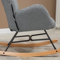 HOMCOM Glider Rocker with Ottoman Set, Houndstooth Nursery Rocking Chair, Upholstered Wingback Armchair for Living Room and Bedroom(m-8)