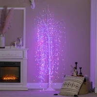 HOMCOM 6’ Artificial Willow Tree Light with 864 Color Changing LED Lights for Home Party, Indoor and Covered Outdoor Use(m-8)