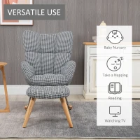 HOMCOM Glider Rocker with Ottoman Set, Houndstooth Nursery Rocking Chair, Upholstered Wingback Armchair for Living Room and Bedroom(m-6)
