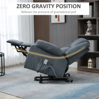 HOMCOM Electric Power Lift Recliner Chair for Elderly with Zero Gravity and Removable Upholstered Armrests, Reclining Chair with Remote Control, Side Pockets, Grey(m-6)