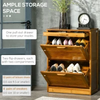 HOMCOM 3-Drawer Shoe Cabinet, Bamboo Shoe Storage Cabinet with Flip Shutter Doors for 12 Pairs of Shoes, Entryway, Hallway, Living Room, Bedroom(m-4)