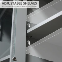 HOMCOM Modern TV Cabinet for TVs up to 60", TV Stand with Glass Door Cabinets and Adjustable Shelf, Media Console with Cupboards Cable Holes, Grey(m-5)