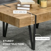 HOMCOM Rustic Coffee Table, Rectangle Nature Central Table with Steel Hairpin Legs for Living Room(m-5)