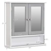 kleankin Medicine Cabinet, Wall-Mounted Bathroom Mirror Cabinet with Double Doors, Open Shelf, and Adjustable Shelf, Modern Bathroom Wall Cabinet, White and Grey(m-3)