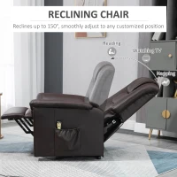 HOMCOM Electric Power Lift Chair for Elderly, PU Leather Recliner Sofa with Footrest and Remote Control, Side Pockets for Living Room, Brown(m-4)