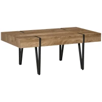 HOMCOM Rustic Coffee Table, Rectangle Nature Central Table with Steel Hairpin Legs for Living Room(m-2)
