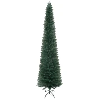 HOMCOM 7FT Artificial Christmas Tree Xmas Pencil Tree Holiday Home Indoor Decoration with Foldable Black Stand for Party, Green(m-2)