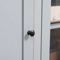 HOMCOM Modern TV Cabinet for TVs up to 60", TV Stand with Glass Door Cabinets and Adjustable Shelf, Media Console with Cupboards Cable Holes, Grey(m-9)