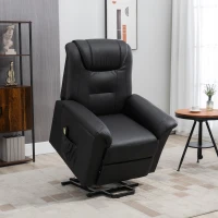 HOMCOM Electric Power Lift Chair for Elderly, PU Leather Recliner Sofa with Footrest and Remote Control, Side Pockets for Living Room, Black(m-1)
