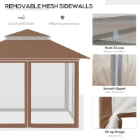 Outsunny 12' x 12' Pop Up Canopy Tent with Netting and Carry Bag, Instant Sun Shelter with 137 sq.ft Shade, Tents for Parties, Height Adjustable, for Outdoor, Garden, Patio, Khaki(m-6)