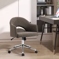 Vinsetto Mid Back Home Office Chair, Computer Desk Chair with Adjustable Height and Padded Seat, Brown(m-2)