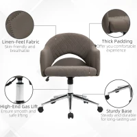 Vinsetto Mid Back Home Office Chair, Computer Desk Chair with Adjustable Height and Padded Seat, Brown(m-7)