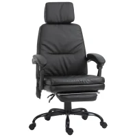 Vinsetto High-Back 6-Point Vibration Massaging Office Chair with 5 Modes, Headrest, Padded Seat, Wheels, Retractable Footrest, Black(m-1)