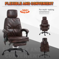 Vinsetto High-Back 6-Point Vibration Massaging Office Chair with 5 Modes, Headrest, Padded Seat, Wheels, Retractable Footrest, Brown(m-7)