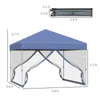 Outsunny 10' x 10' Pop Up Canopy Tent, Tents for Parties with Netting and Wheeled Carry Bag, Height Adjustable Instant Sun Shelter, for Outdoor, Garden, Patio, Blue(m-3)