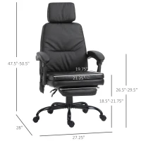 Vinsetto High-Back 6-Point Vibration Massaging Office Chair with 5 Modes, Headrest, Padded Seat, Wheels, Retractable Footrest, Black(m-3)