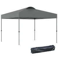 Outsunny 10' x 10' Pop Up Canopy Tent, Instant Sun Shelter with 3-Level Adjustable Height, Top Vents and Wheeled Carry Bag for Outdoor, Garden, Patio, Gray(m-1)