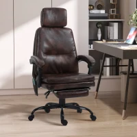 Vinsetto High-Back 6-Point Vibration Massaging Office Chair with 5 Modes, Headrest, Padded Seat, Wheels, Retractable Footrest, Brown(m-9)