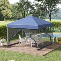 Outsunny 10' x 10' Pop Up Canopy Tent, Tents for Parties with Netting and Wheeled Carry Bag, Height Adjustable Instant Sun Shelter, for Outdoor, Garden, Patio, Blue(m-2)